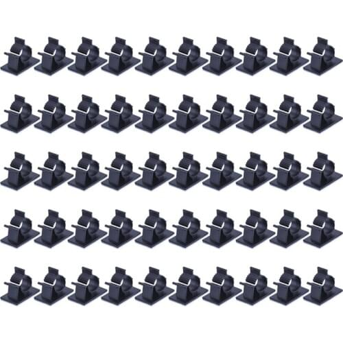 Adjustable Cable Clips Adhesive Nylon Wire Clamps Black 50 Pcs