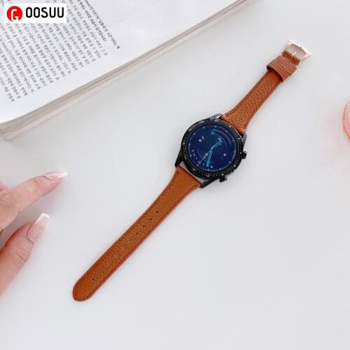 For Huawei GT2 GT2Pro GT GT2e Lychee Texture Leather+ 304 Stainless Buckle Band Belt Watch Strap for Huawei 20mm 22mm Wristband