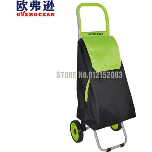 Yy40e Shopping Cart Pulls Foldable Steel Tube Aluminum Alloy Frame With Color Oxford Cloth Bag Silent Wheel