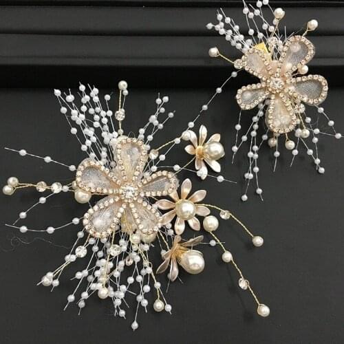 Wedding decoration bride headdress hand-beaded diamond flower hair clips jewelry style marriage ceremony dress 2