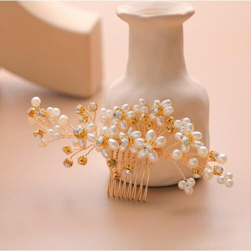 Bridal jewelry European and American handmade pearl wedding hair comb bridal wedding headdress wedding dress hair comb