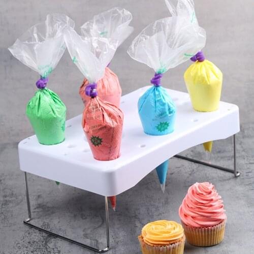 Convenient Icing Piping Bag Shelf Plastic Icing Pastry Bag Holder Racks Cake Decorating Pastry Nozzles Tips Stand Tools