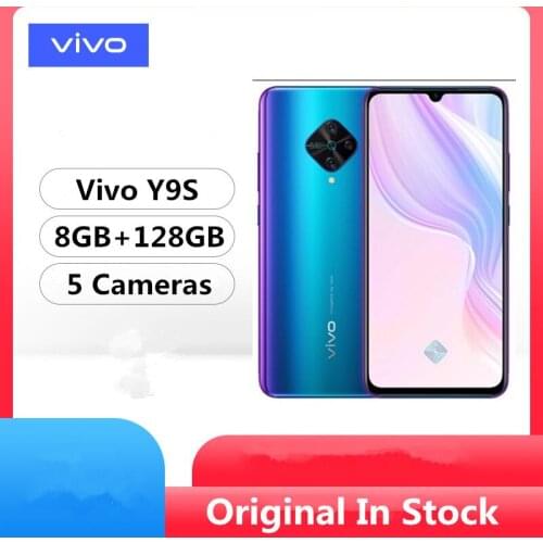 Original Vivo Y9S 4G LTE Mobile Phone Snapdragon 665 Android 9.0 6.38" 2340x1080 8GB RAM 128GB ROM Screen Fingerprint 5 Cameras