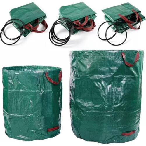 300L/120L/60L Green Large Capacity Heavy Duty Garden Waste Bag Durable Reusable Waterproof PP Yard Leaf Grass Container Storage