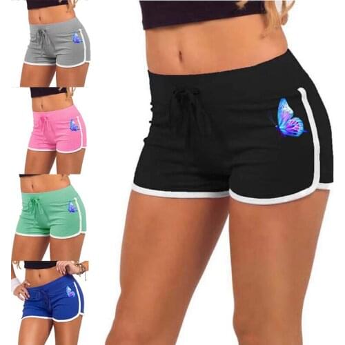 New Arrival Shorts Women High Waist Elasticated Leggings Push Up Gym Training Pocket Butterfly Printing Summer Short