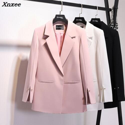 Spring autumn suit jacket women blazer solid long sleeve loose coat work office formal suits outwear casual outwear Xnxee