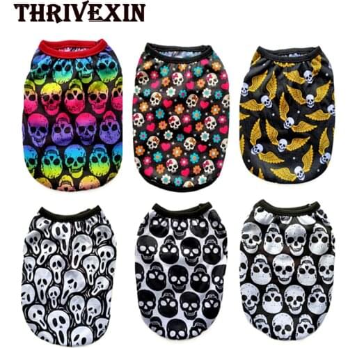 Pet Dog Vest Clothes Cartoon Skull Nigga Cat T-shirt Soft Spring and Summer Mesh Puppy Dogs Clothing