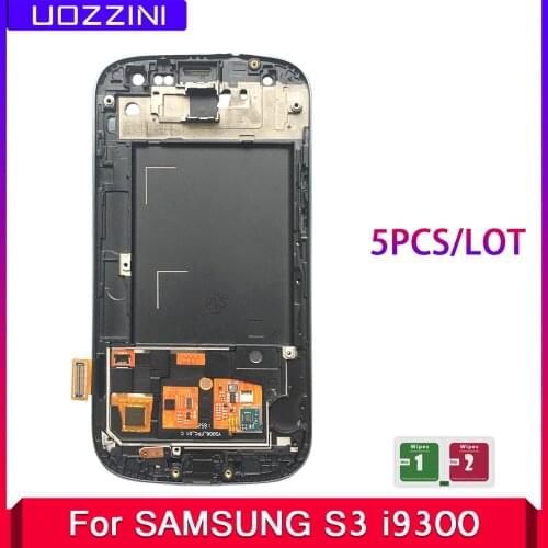 5 Pcs/lot Lcds For Samsung Galaxy S3 i9300 i9300i i9308i LCD Display Touch Screen Digitizer Assembly With Frame