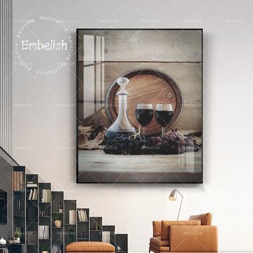 1 Pieces Wine And Glass Kitchen Resturant Wall Art Posters For Living Room Home Decor Posters HD Spray Canvas Paintings Office
