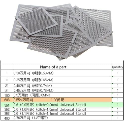 10Pcs/set BGA Reballing Universal Stencil Template Kit for Computer IC Chip Repair Stencils Parts K92F