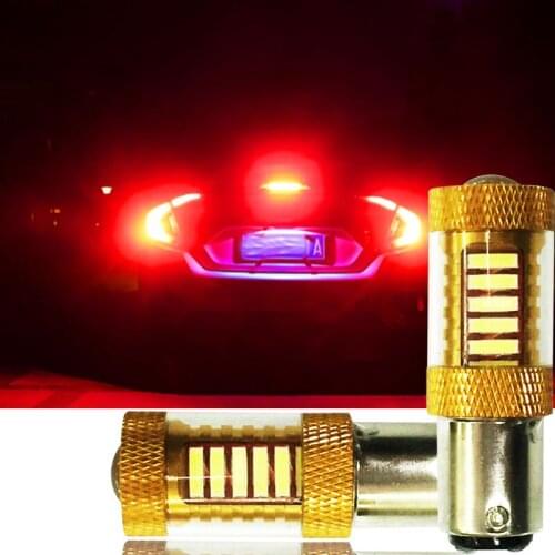 100pcs/Lot BA15D 1157 for Car LED Brake Lights Lamp 7020 27SMD Red white Parking Reverse P21W S25 White Bulb 12v