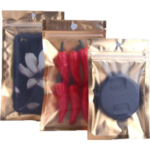 100PCS Matte Self Seal Zip Lock Plastic Bag Bulk Food Candy Sundries Package Aluminized Hang Hole Pouches for Small Business