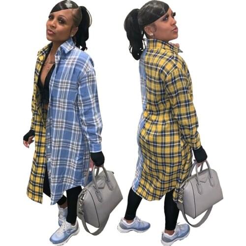 2021 Antumn Hot Sale Sexy Fashion Casual New Products Long Sleeve Plaid Lapel Single Row Shirt Outwear