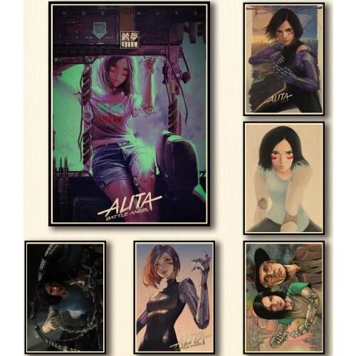 31 Designs Anime Alita Battle Angel Kraftpaper Poster Artwork Fancy Wall Sticker for Coffee House Bar A3