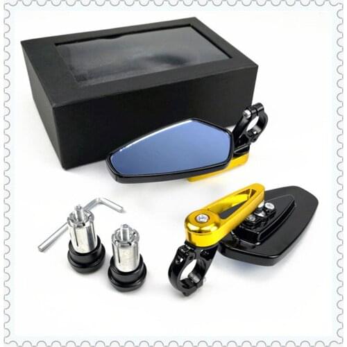 Motorcycle Accessories 7/8" 22mm Bar End Rear Mirrors Blue glass for HONDA CBR250R VFR 1200 F ST 1300 Black SpiRit NC750 S X