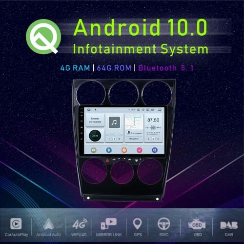 JSTMAX 9" Android 10.0 Car GPS Player For Mazda 6 2006 2007 2008 2009 2010 2011 Multimedia Radio Player