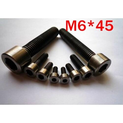 Free Shipping 30pcs M6 x 45 M6 Thread Diameter 45mm Length Hex socket head cap screw Titanium Ti Screw