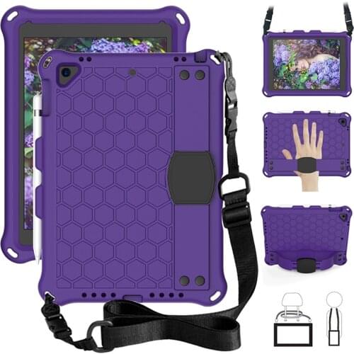 Case with Pencil Slot and Shoulder Strap for iPad 9.7 2017/ 2018 Shockproof EVA Back Cover for iPad Air/Air 2/Pro 9.7 +Stylus