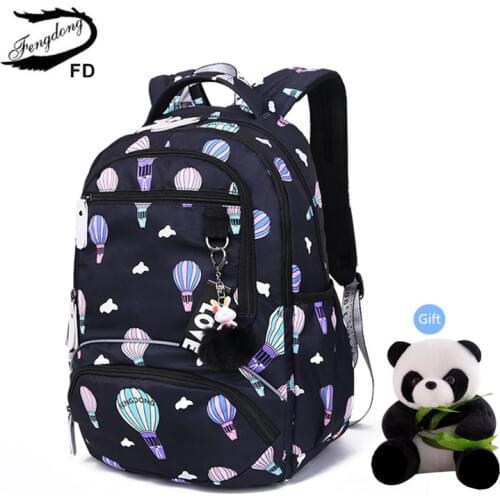 Fengdong school bags for girls waterproof kawaii school backpack kids cute backpack schoolbag girl gift backpacks for children