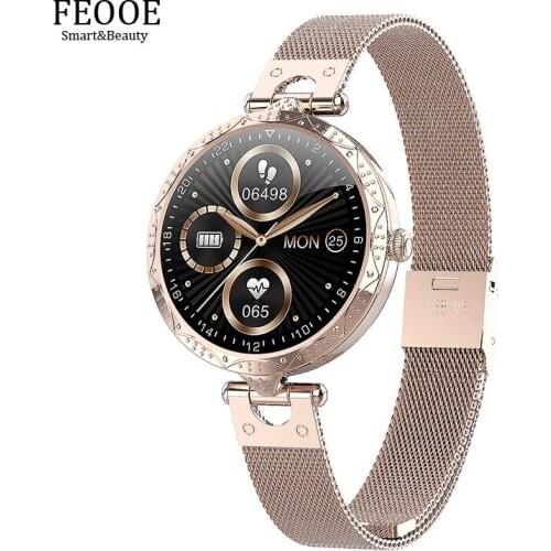 FEOOE Touch Smart Watch Lady Female Girl Sport Music Control Smartwatch Fashion Fitness Tracker Heart Rate Band Android IOS YLX