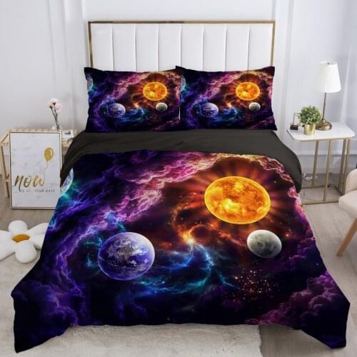 3D Galaxy Planet Bedding Sets Euro Double Queen King Duvet Cover Set Blanket Quilt Cover 2-3Pcs Bed set Starry