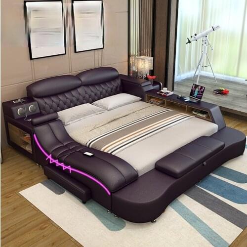 Tatami bed big bed double bed 2 m 2.2 m 2.4 master bedroom Japanese modern minimalist widened bedroom leather bed