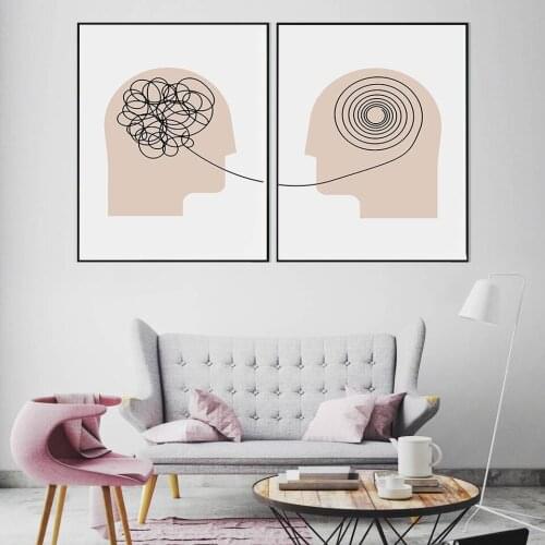 Minimalist Abstract Human Brain Idea Canvas Painting Wall Art Nordic Posters and Prints Wall Pictures for Living Room Decoration