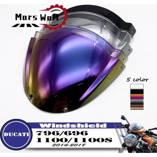 Motorcycle Sports Windshield WindScreen Visor Viser Fits For Ducati Monster 796 696 1100 1100S Double Bubble 2014-2018