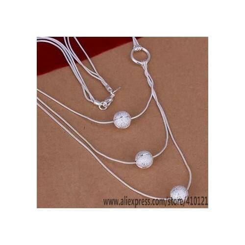 N187 Lucky Charm Silver Color Pendants For Women Jewelry Necklace Women Accessories Fashion Triple Bean Necklace /dghalxoa