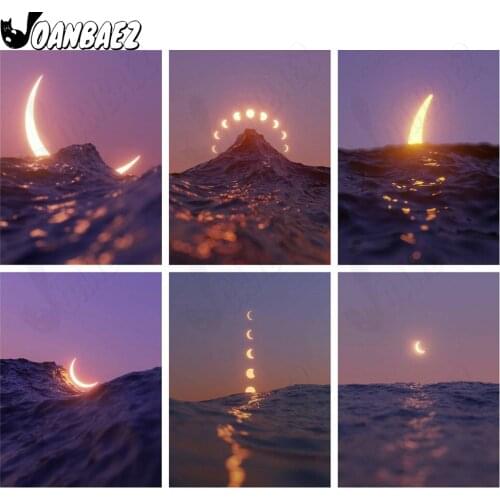 Seascape Diamond Painting Moon Cross Stitch Embroidery Landscape Mosaic Kit 5D Diy Manual Inlaid Craft Gift Design Home Decor