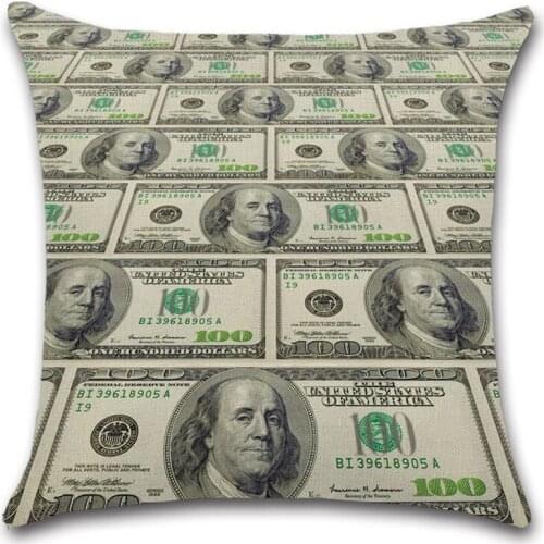 Dollar gold money art photos printed cushion cover Decor car Chair sofa seat Decorative house Home friend room gift pillowcase
