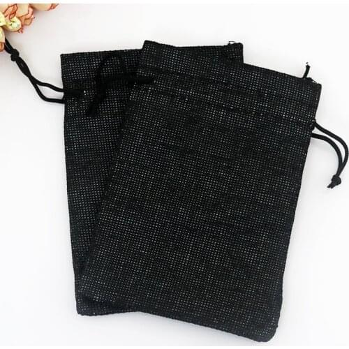 Wholesale 50pcs 7*9cm Black Color Jute Bag Small Gift Bag Incense Storage Linen Bag Candy Charms Jewelry Packaging Bags