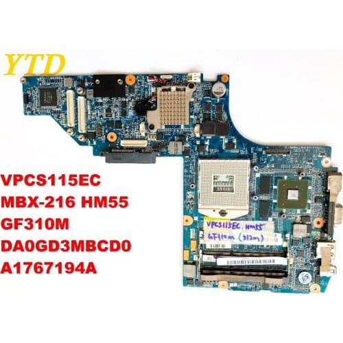 Original for SONY MBX-216 laptop motherboard VPCS115EC HM55 GF310M DA0GD3MBCD0 A1767194A tested good free shipping connectors