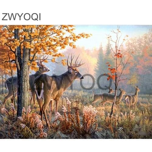 Full Round Diamond mosaic Deer forest 5D DIY Diamond embroidery Full Square Diamond painting Cross stitch Deer grassland forest