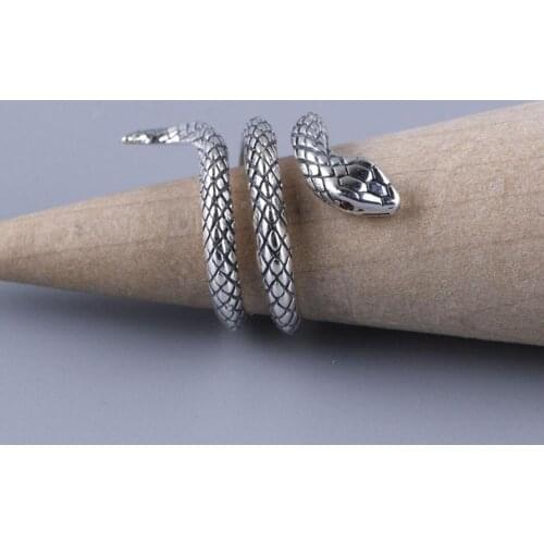 925 Sterling Snake Adjustable Ring Biker Men A3191