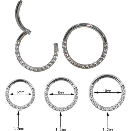 1pc Daith Earrings Nose Hoop CZ Hinged Segment Clicker Nose Ring Nipple Ear Cartilage Tragus Lip Stud Piercing Body Jewelry