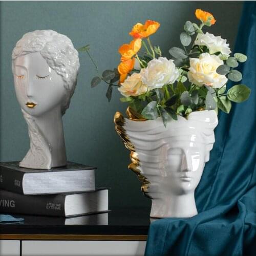 Modern Abstract Character Ceramic Vase Crafts Home Furnishing Room Table Figurines Ornaments Coffee Table Sculpture Decoration