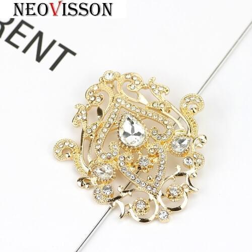 Ssunspicems Gold Color Full Rhinestone Africa Women Brooch Pins Algeria Wedding Hijab Caftan Jewelry Gift