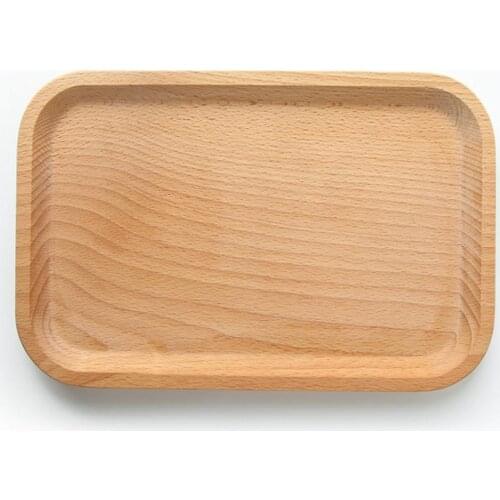 1/3 Pcs Solid Beech Wood Rectangular Dinner Plate Western Food Rectangular Round Corners Snack Dessert Serving Tray