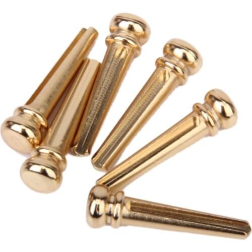 Pack of 6 Acoustic Guitar Bridge Pins Endpins Brass Stringed Instrument Parts DIY