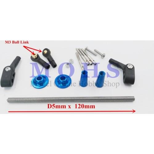 High quality adjustable M5X120mm 60~120cc 100cc rudder control horn + ball link COMBO aircraft rudder metal control horn COMBO