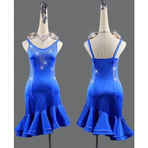 Custom made Women Sleeveless diamonds Latin Dance Dress Women Ballroom Dancing Dresses Latin Dance Costume Latin Dresses