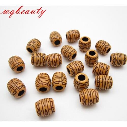 20Pcs hair braid dread dreadlock Beads cuffs clips imitative wooden color approx 4.5mm inner hole