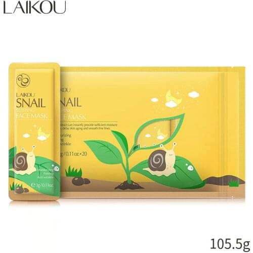 20 Pieces LAIKOU Snail Sleeping Mask Free Water Replenishing Moisturizing Night Moisturizing Mask
