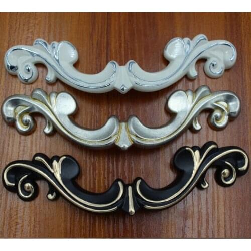 3.8" Kitchen Cabinet Pulls Antique Silver Dresser Handles Black white Zinc Alloy Wardrobe door Furniture Handles Pulls