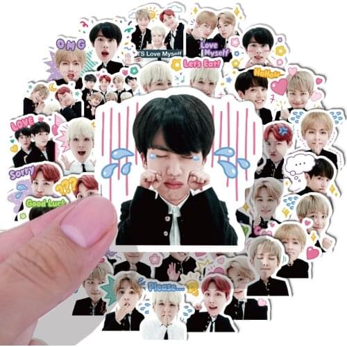 40pcs Korean Fashion Stars Sticker jungkook Cute Bangtan Boys Kpop Idols Sticker Skateboard Suitcase Laptop Phone Kid Sticker