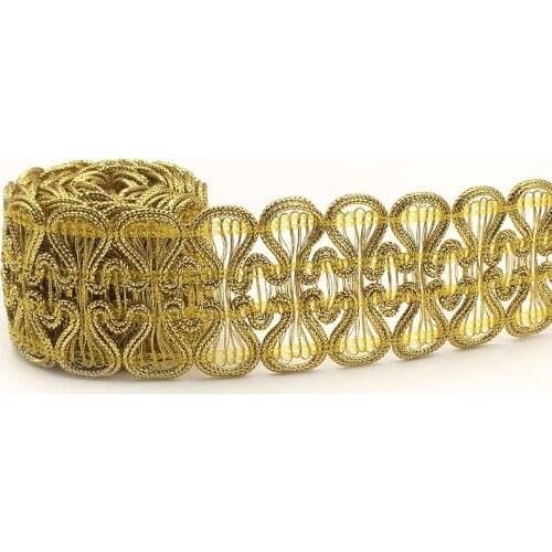 50Meters Braid Lace Applique Shiny Gold 3D Crochet Ribbon Lace Gold Silver Trims Gold Sewing Band 3.5cm