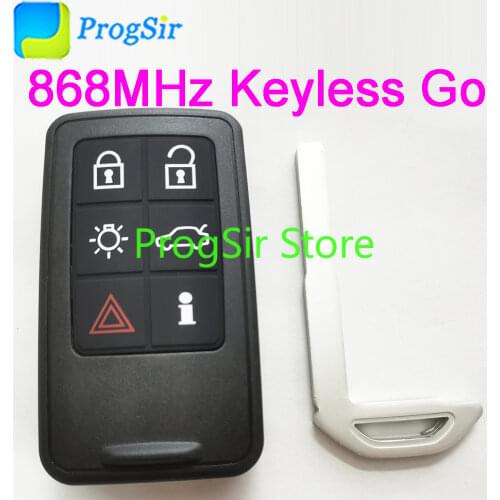 6 Button 868MHz FSK Smart Keyless Go Remote Control With Proximity For Volvo S80 S60 XC60 V70 V40 With 7953 ID46 Chip