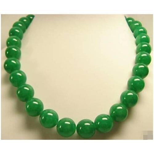 Free shipping BEAUTIFUL NATURAL GREEN 10MM ROUND BEADS NECKLACES 18" INCHES STRAND