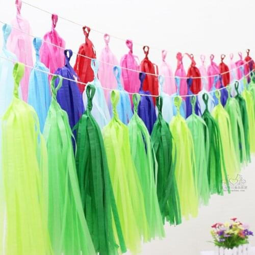 Free shipping tissue garlands tissue tassels tissue paper tassels 5pcs/color /pack 26 colors mix 100 packs(500pcs)